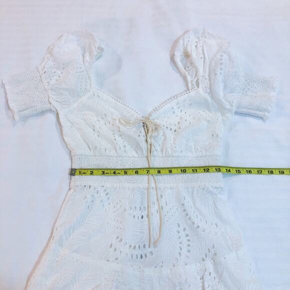 Alice and Olivia Crawford White Eyelet Mini Ruffle Dress - Picture 9 of 12